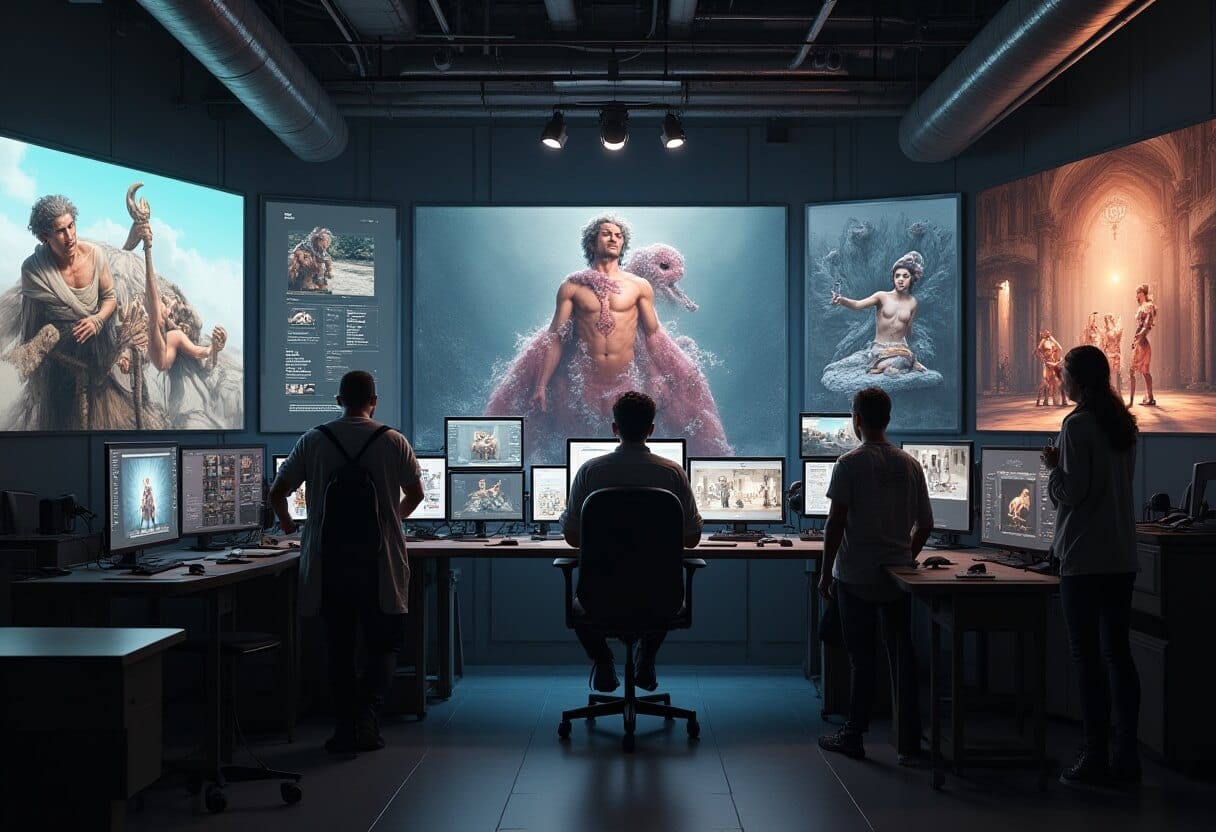 Deep dive into futuristic game development studio digital art