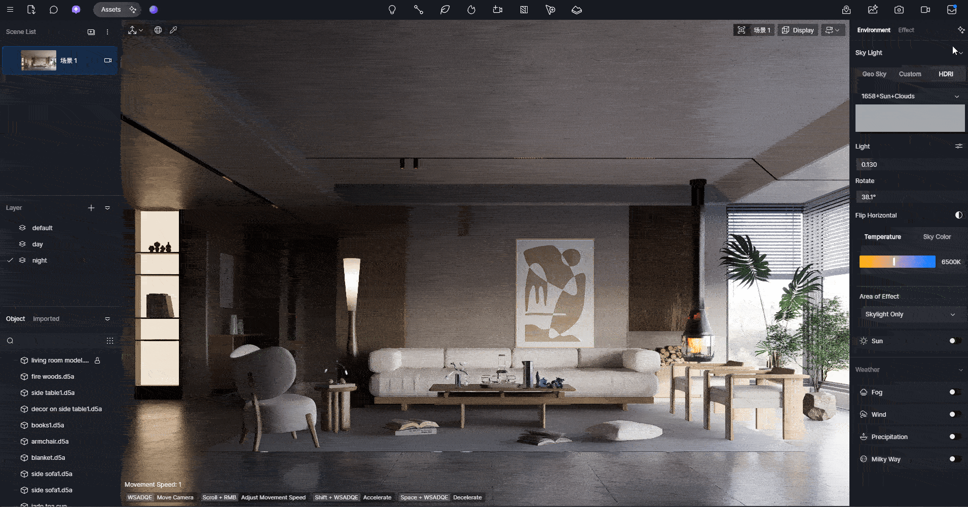 Hands-on close-up showing features of Blender AI atmospheric effects