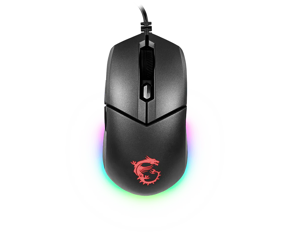 Hands-on close-up showing features of MSI gaming mouse budget