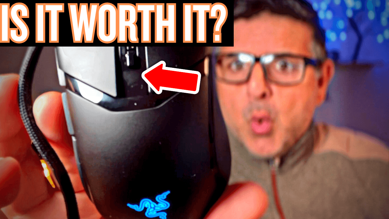 Hands-on close-up showing features of Razer gaming mouse review