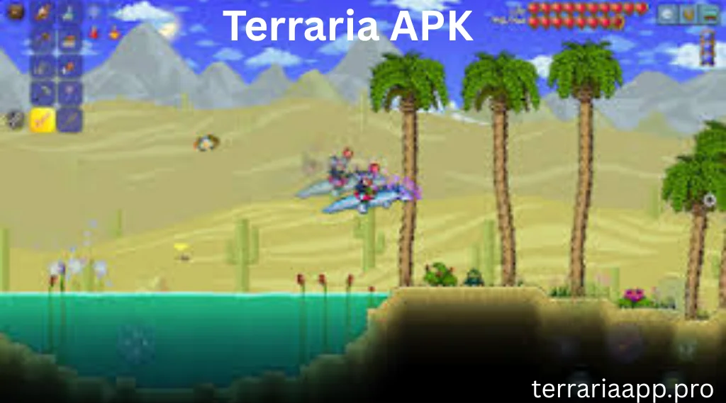 Hands-on close-up showing features of Terraria Android game 2026