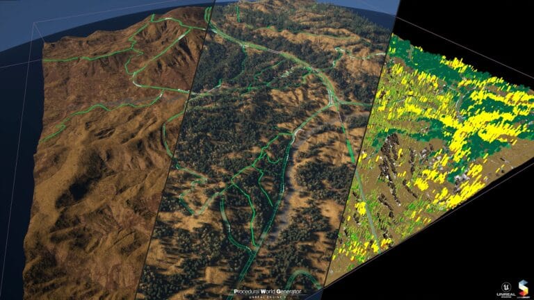 Hands-on close-up showing features of Unreal Engine procedural world