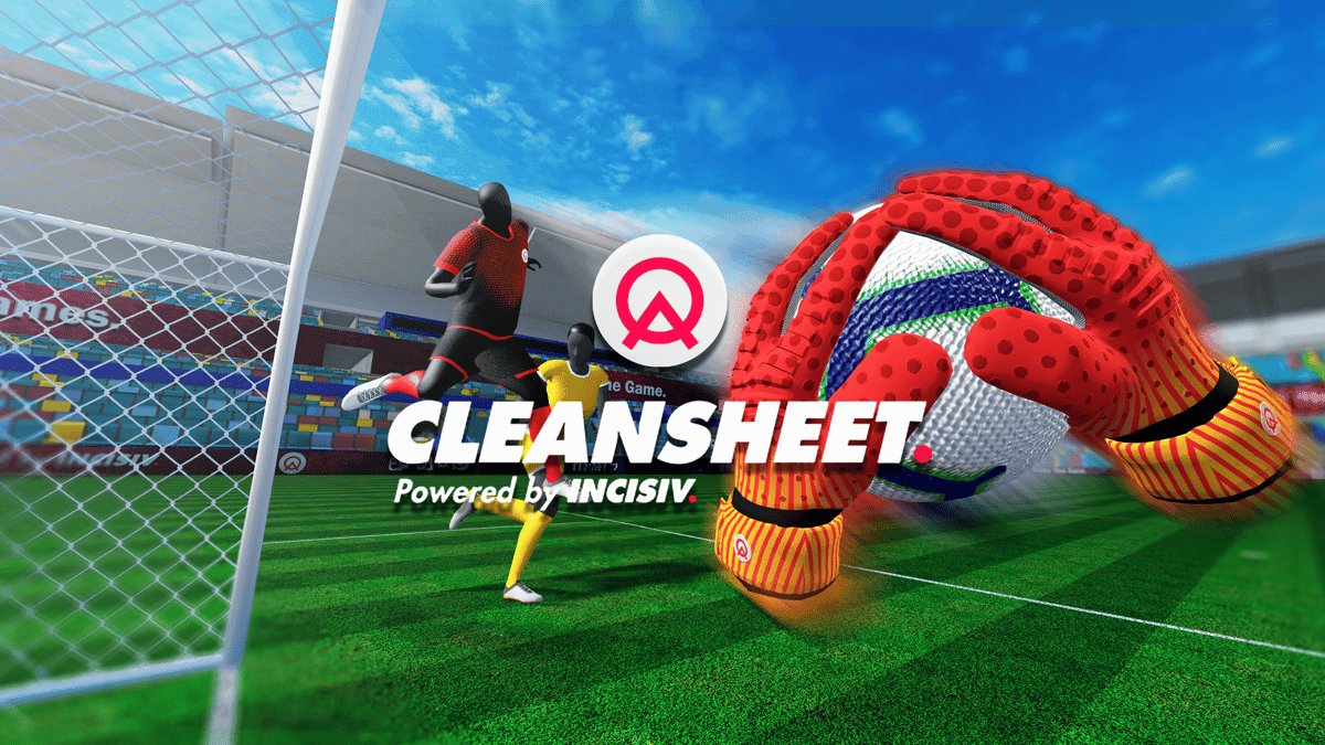 Hands-on close-up showing features of CleanSheet Soccer 2 PSVR2