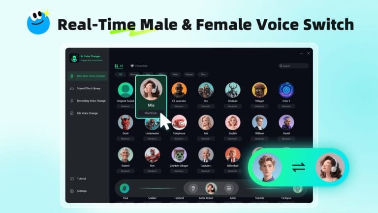 High resolution product overview of real-time AI voice transformation