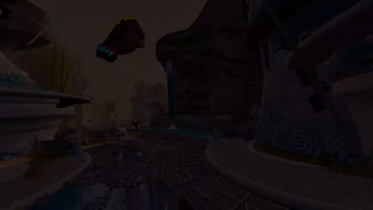 Hands-on close-up showing features of The Rifted Skies Quest