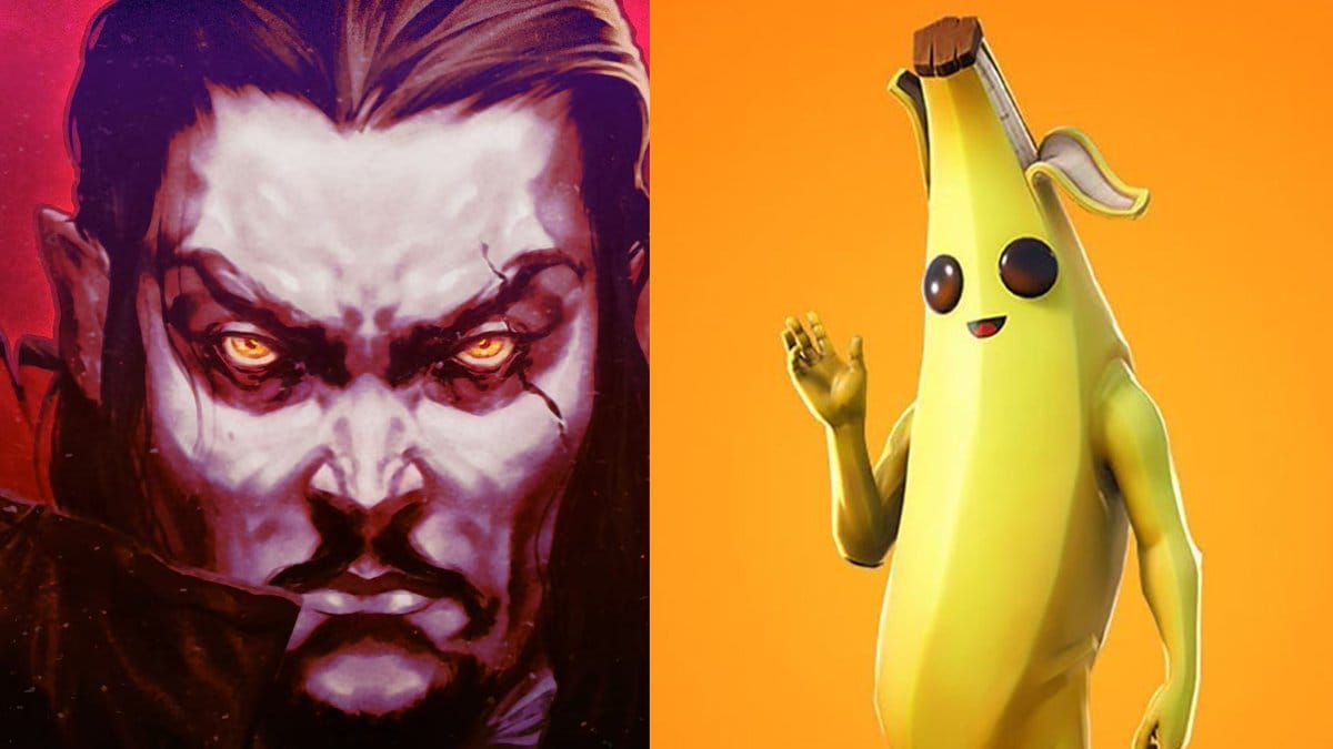 Hands-on close-up showing features of Vampire Survivors Fortnite Epic