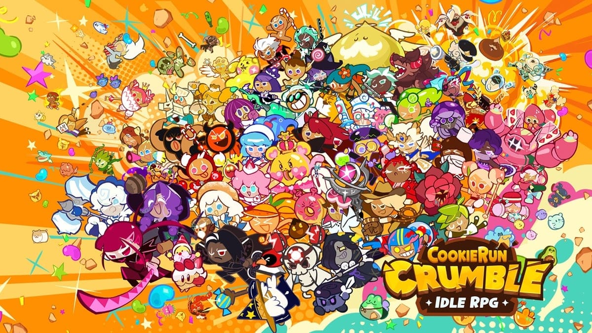 Hands-on close-up showing features of CookieRun Crumble iOS update