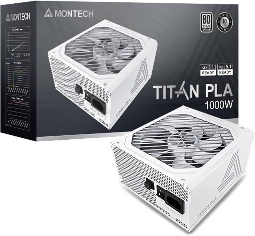 Hands-on close-up showing features of Montech Titan PLA 750W